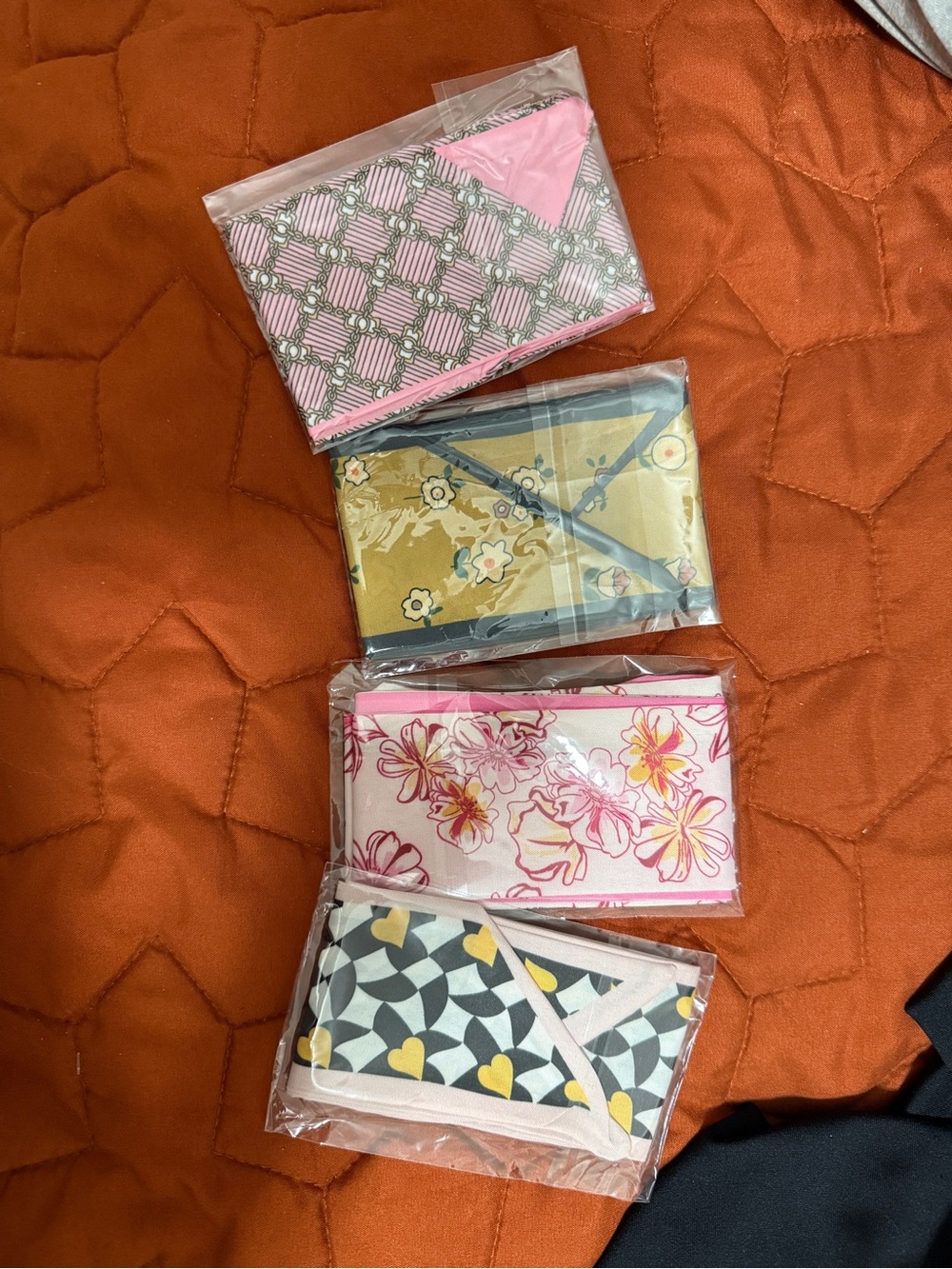 Set of 4 Patterned Fashion Scarves for Women Multifunctional